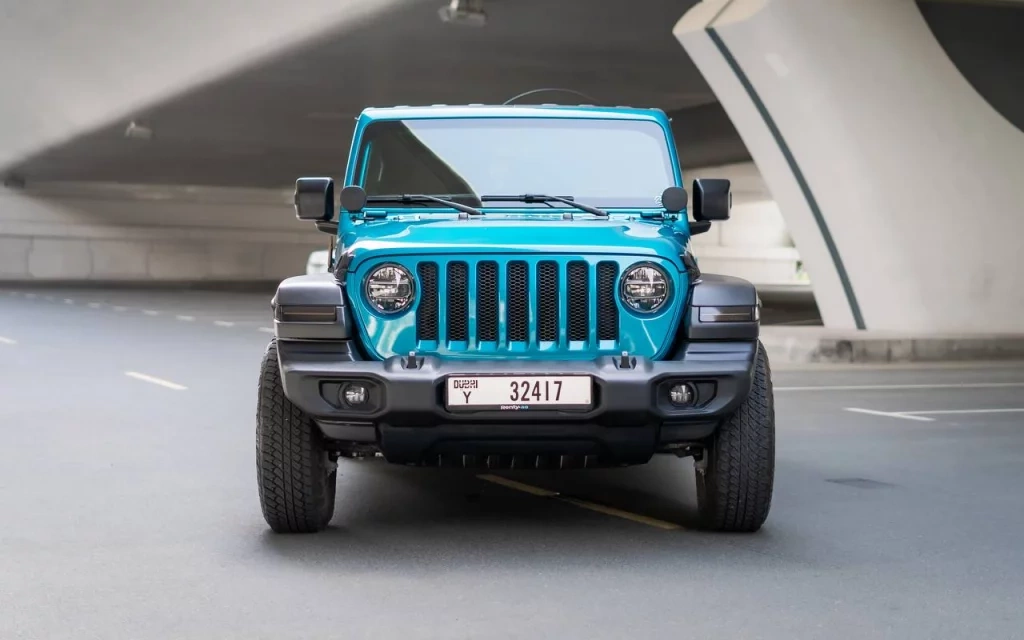 Car rental Jeep Wrangler in Dubai 2020 (tiffany-blue)