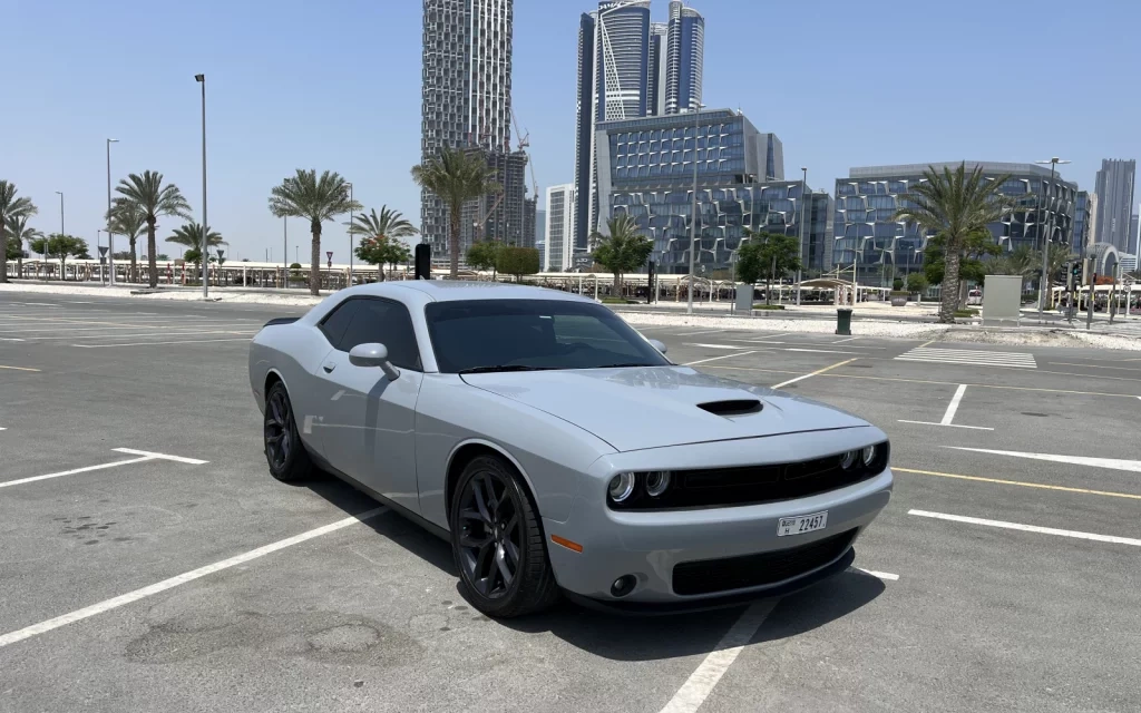 Car rental Dodge Challenger in Dubai 2021 (tiffany-blue)