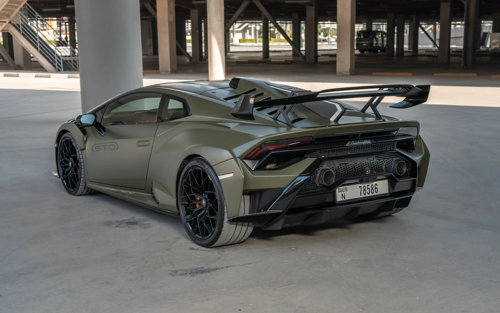 Car rental Lamborghini Huracan-STO in Dubai 2023 (green)