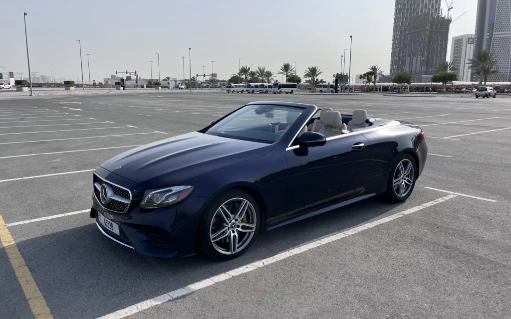 Car rental Mercedes E450-Cabrio in Dubai 2021 (dark-blue)