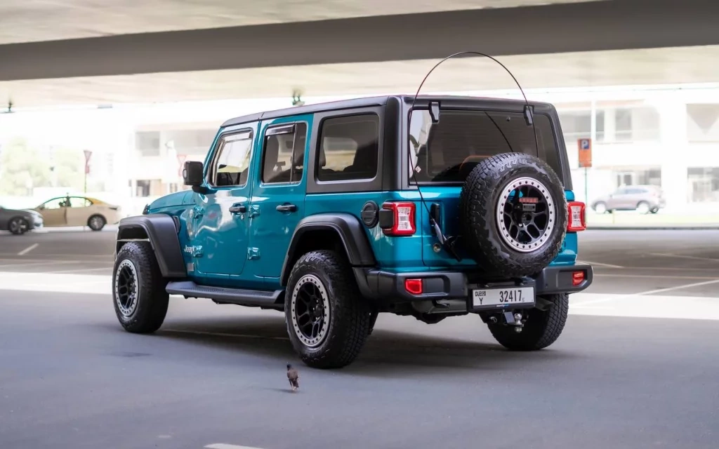 Car rental Jeep Wrangler in Dubai 2020 (tiffany-blue)