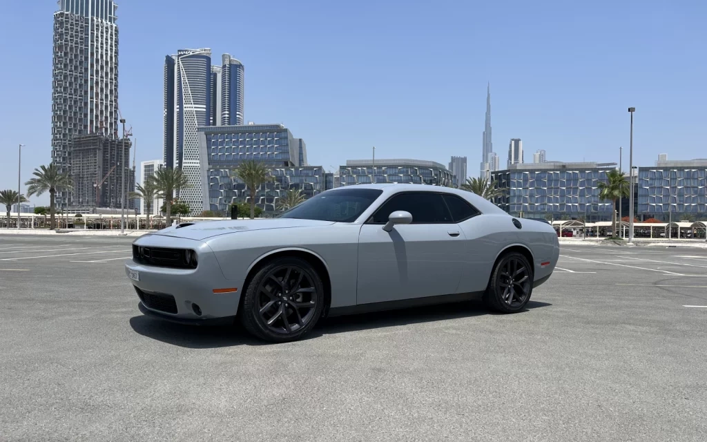 Car rental Dodge Challenger in Dubai 2021 (tiffany-blue)