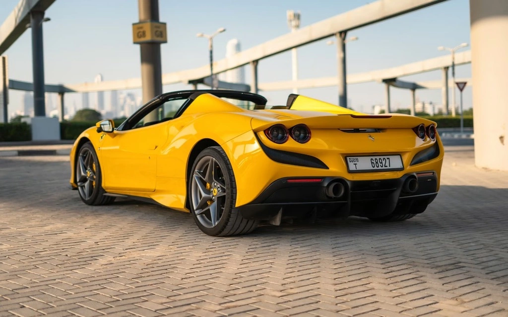 Car rental Ferrari F8-Tributo in Dubai 2022 (yellow)