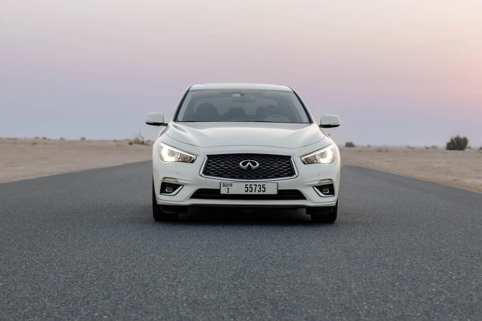 Car rental Infiniti Q50 in Dubai 2023 (white)