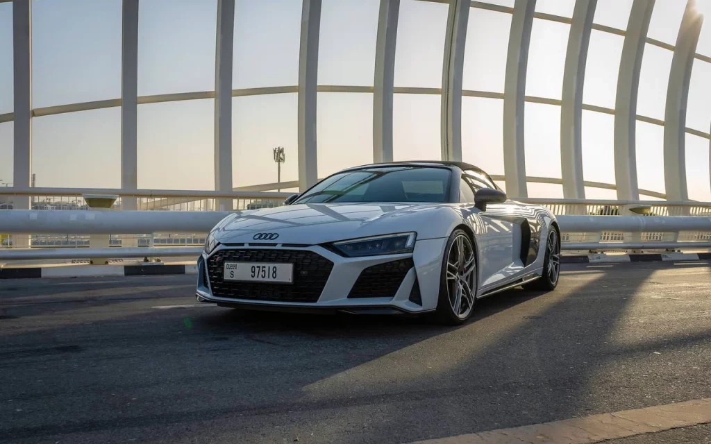 Car rental Audi R8-V10-Spyder in Dubai 2021 (white)