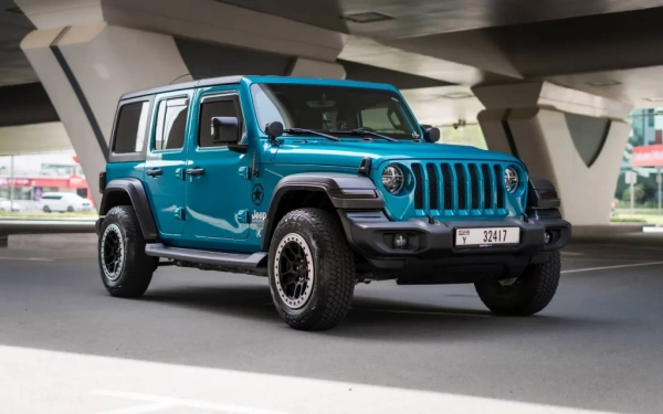 Car rental Jeep Wrangler in Dubai 2020 (tiffany-blue)