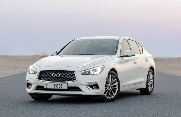 Car rental Infiniti Q50 in Dubai 2023 (white)