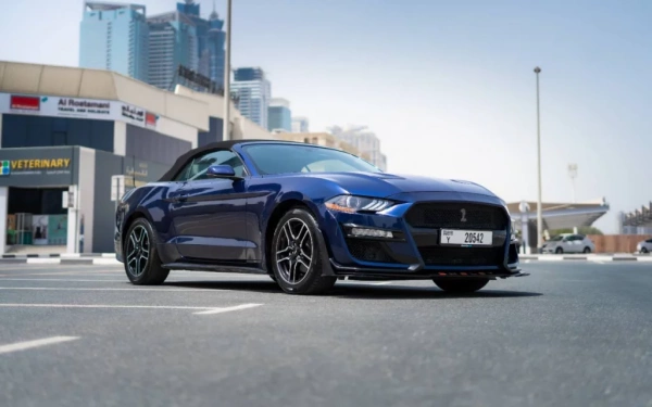 Car rental Ford Mustang-Cabrio in Dubai 2020 (dark-blue)